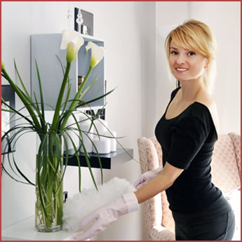 Woman Dusting Apartment